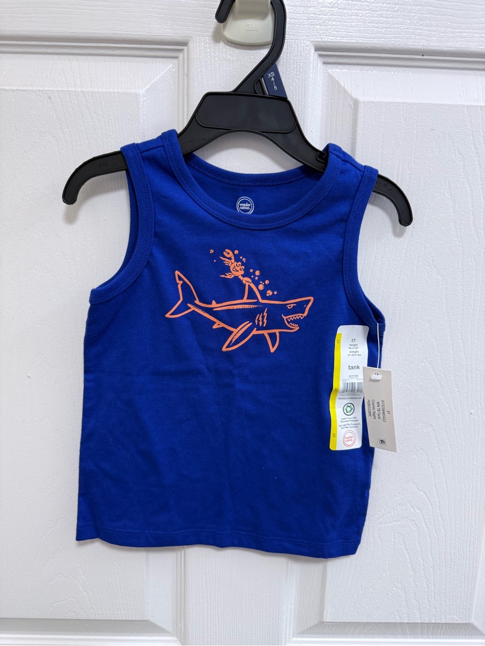 NWT wonder nation Royal Blue Tank Top with Orange Shark Graphic